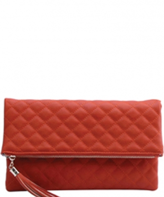Quilted Bifold Crossbody Clutch LP048QS BURNT ORANGE